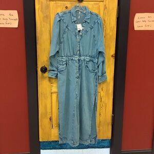 Free People Light Blue Denim Maxi Dress